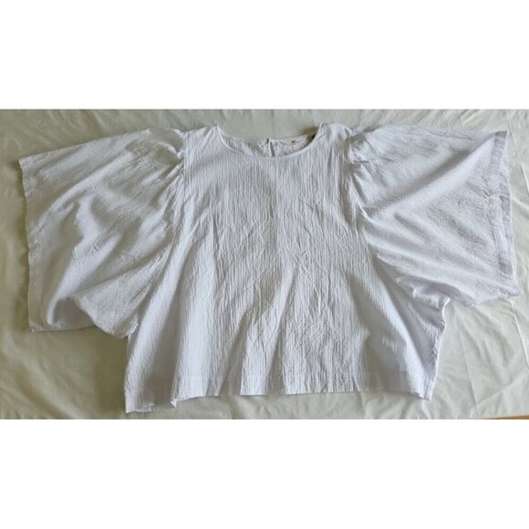 Levi's Blouse Womens 3X White Seersucker Boxy 3/4 Sleeve Slouchy Button Oversize - Picture 10 of 16
